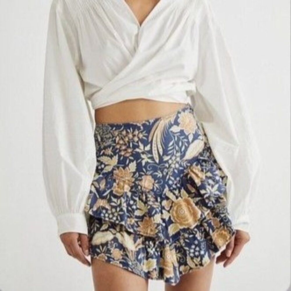 Mother The Ruffle Floral Print Mini Skirt Cotton Womens Size 25